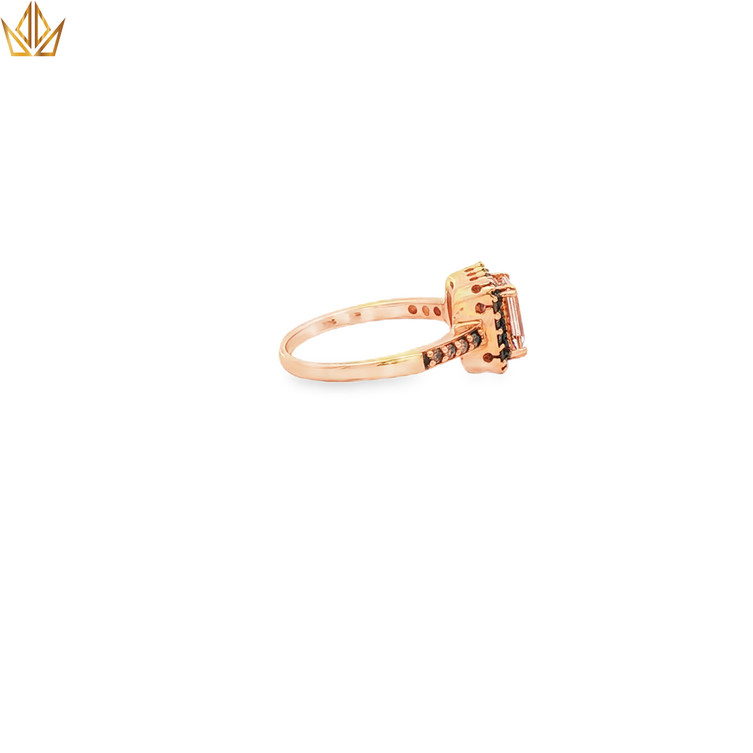 14ct Gold Ring with Emerald-Cut Morganite
