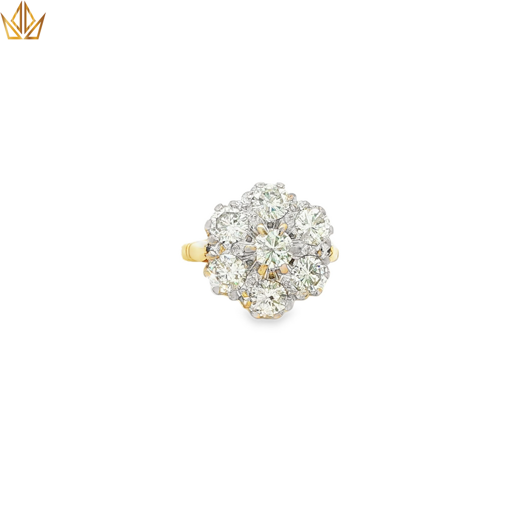 18ct Gold Cocktail Ring with Round Cut Diamond Cluster