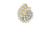18ct Gold Multistone Ring with Round & Baguette Diamonds