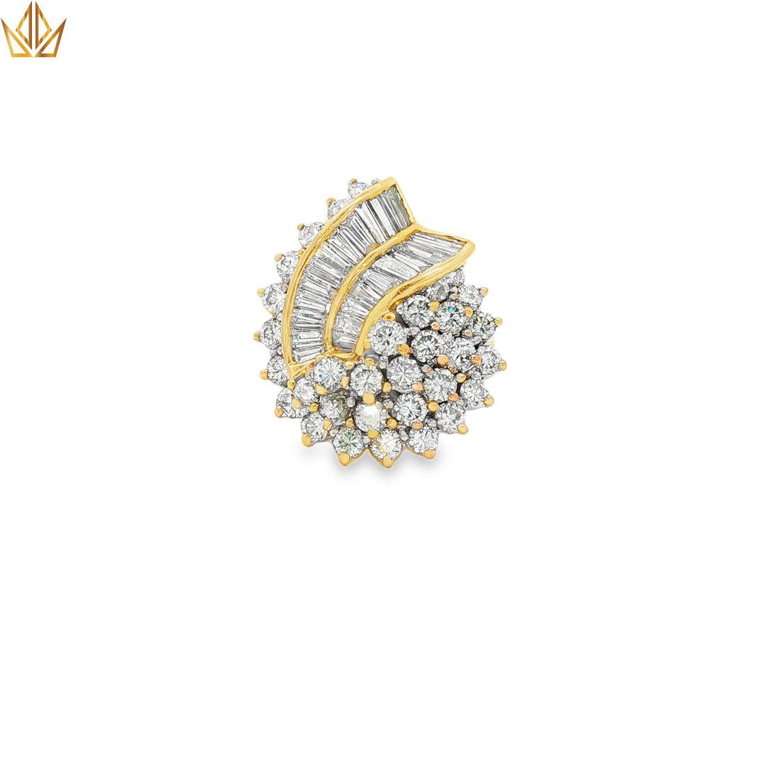 18ct Gold Multistone Ring with Round & Baguette Diamonds