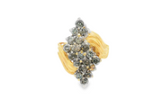 14ct Gold Ring with Fancy Round Brilliant Cut Diamonds
