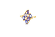 9ct Gold Ring with Bluish Purple Tanzanite Gemstones