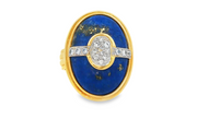 18ct Yellow Gold Ring with Lapis Lazuli & Diamonds