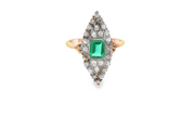 18ct Gold Ring with Emerald & Diamonds (Vintage)