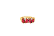 14ct Yellow Gold Multi-Stone Ring with Marquise Rubies