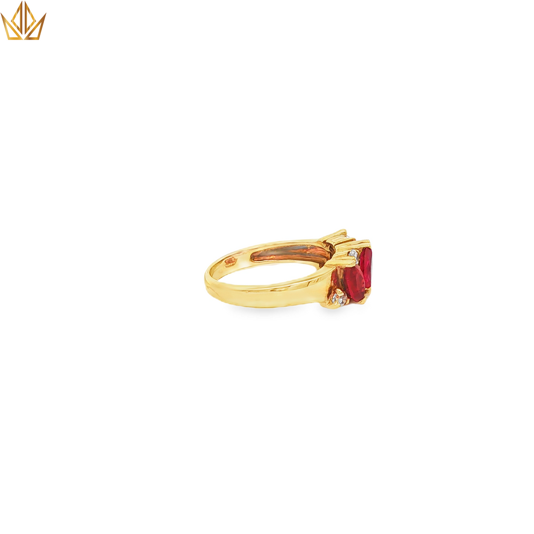 14ct Yellow Gold Multi-Stone Ring with Marquise Rubies