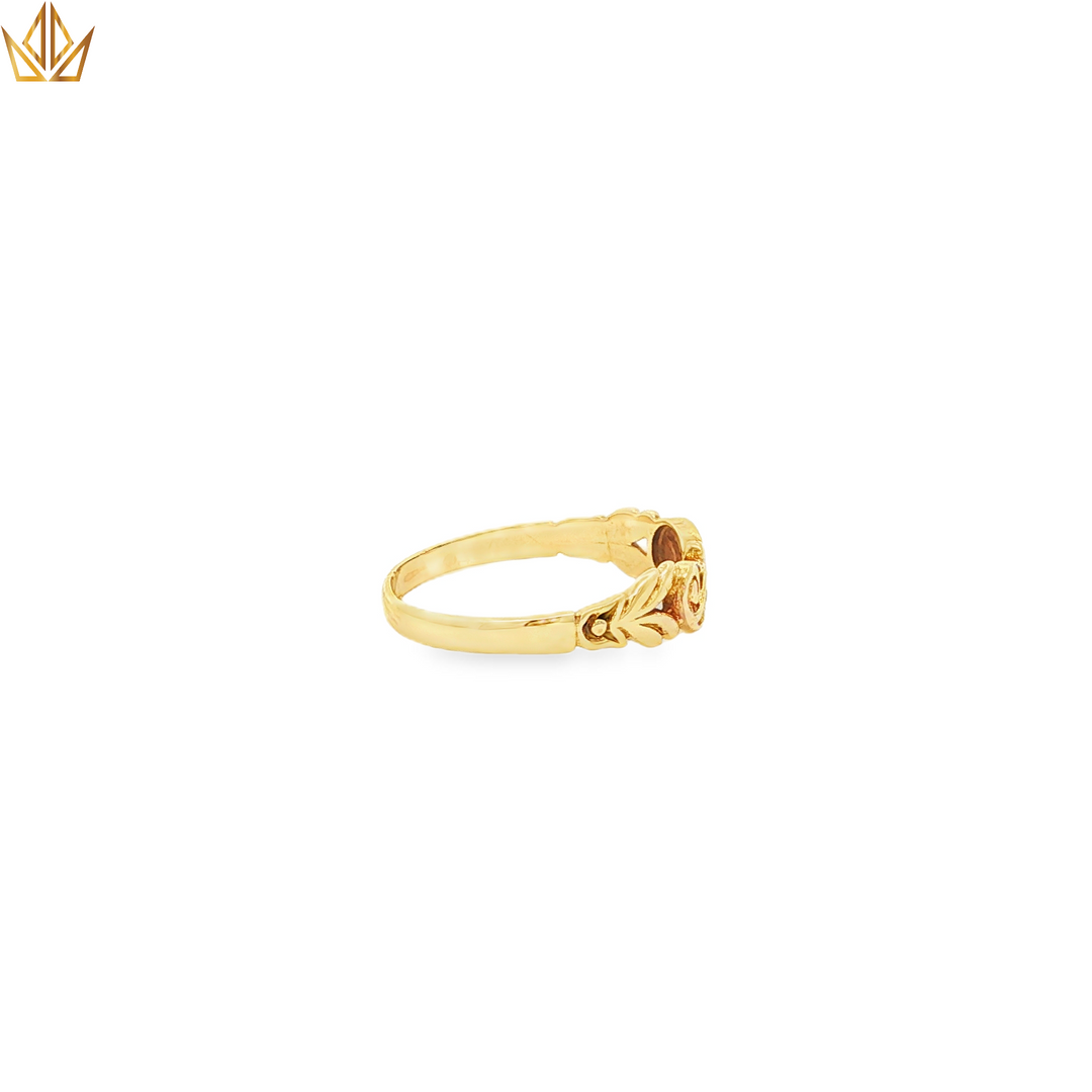 9ct Vintage Yellow Gold Band Ring with Round Ruby Accents