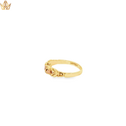 9ct Vintage Yellow Gold Band Ring with Round Ruby Accents