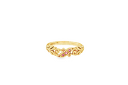 9ct Vintage Yellow Gold Band Ring with Round Ruby Accents