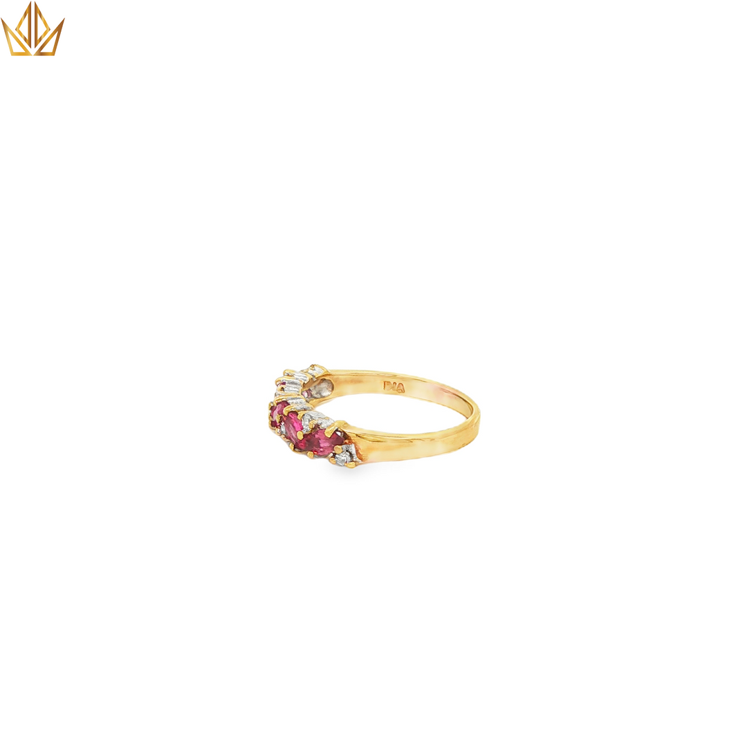 9ct Yellow Gold Ring with Marquise-Cut Pink Sapphires