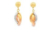 18c Gold Triple-Tiered Yellow Gold Geometric Drop Earrings