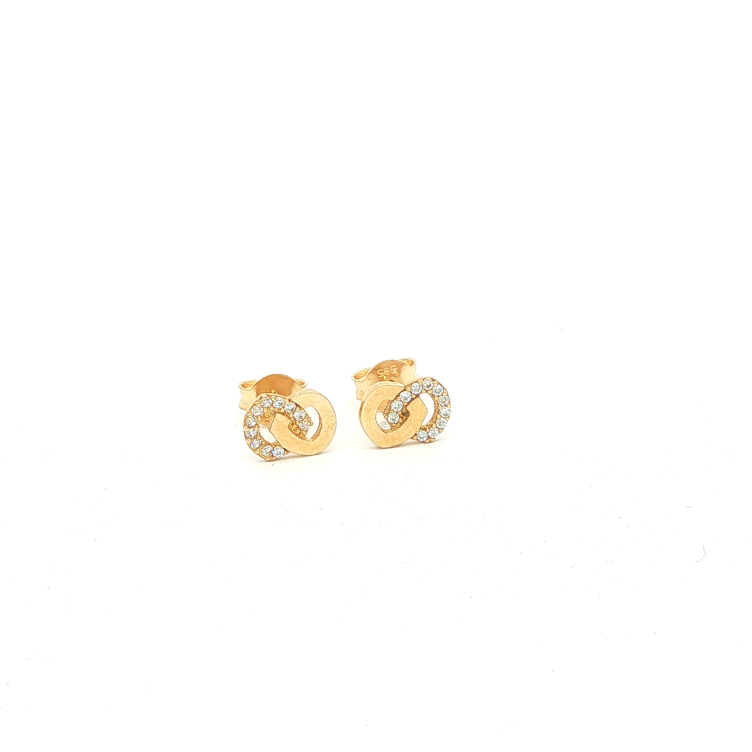 14ct Interlocking Circle Stud Earrings in Yellow Gold