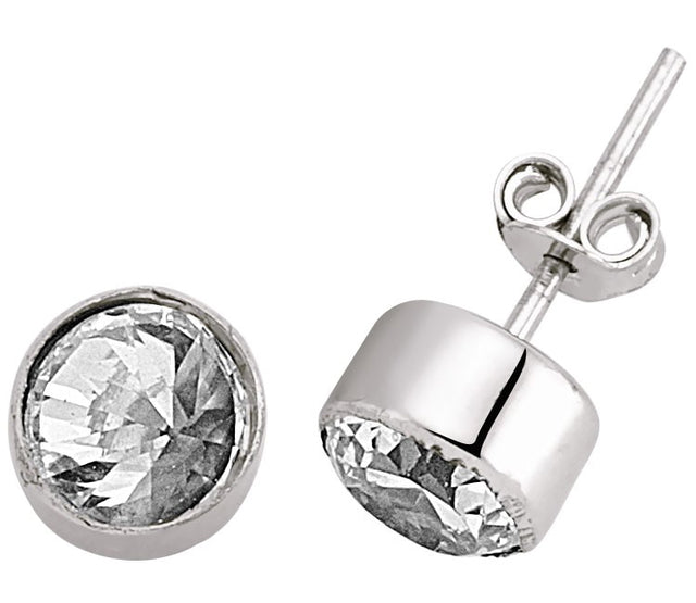 14ct White Gold Solitaire Earrings