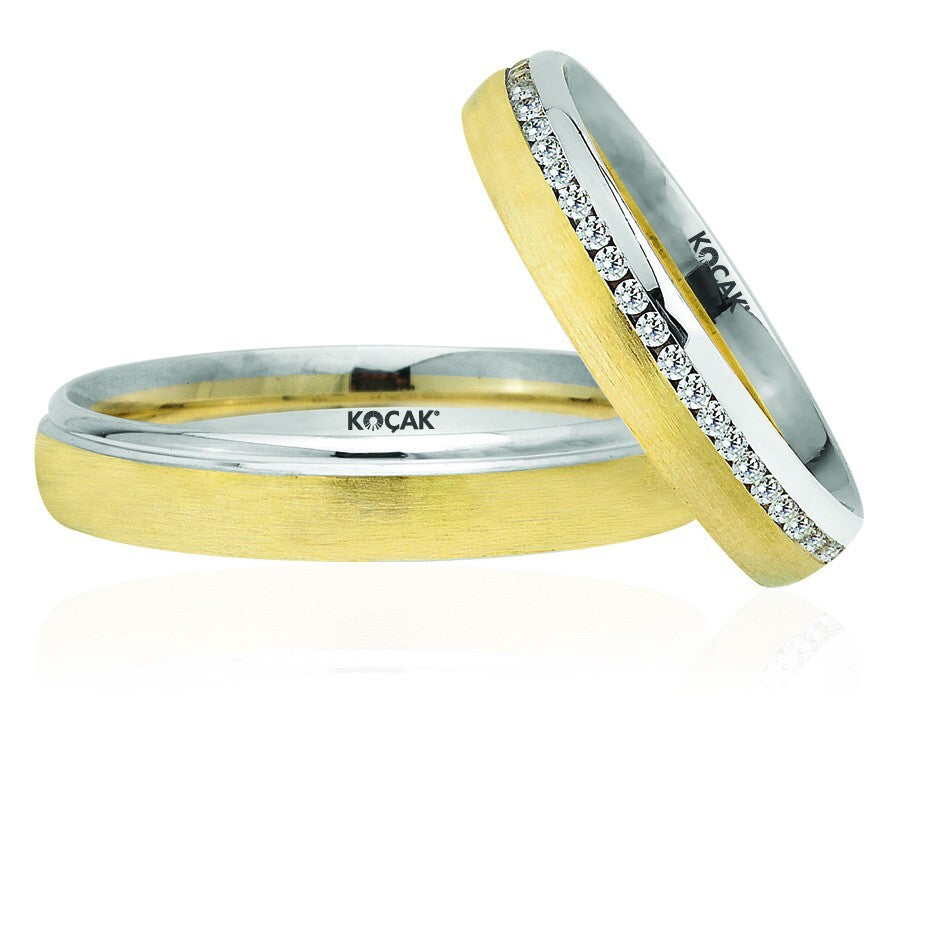 14ct White Yellow Gold Wedding Ring