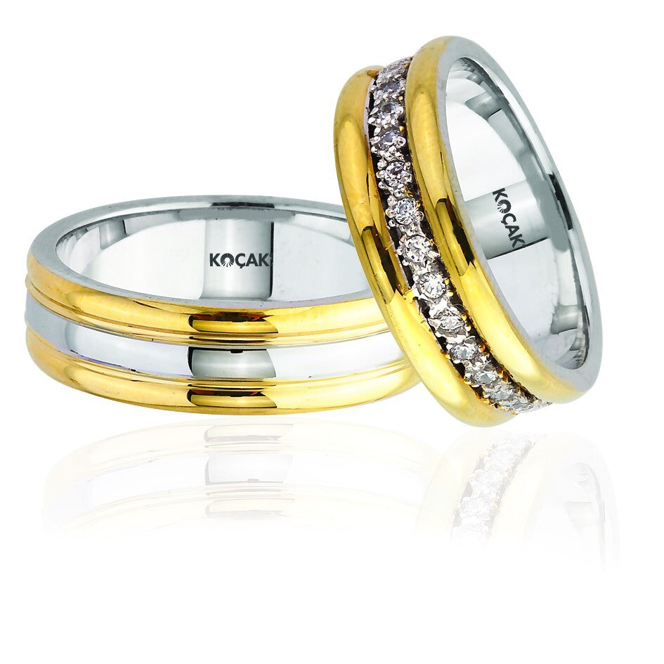 14ct White Yellow Gold Wedding Ring