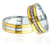 14ct White Yellow Gold Wedding Ring