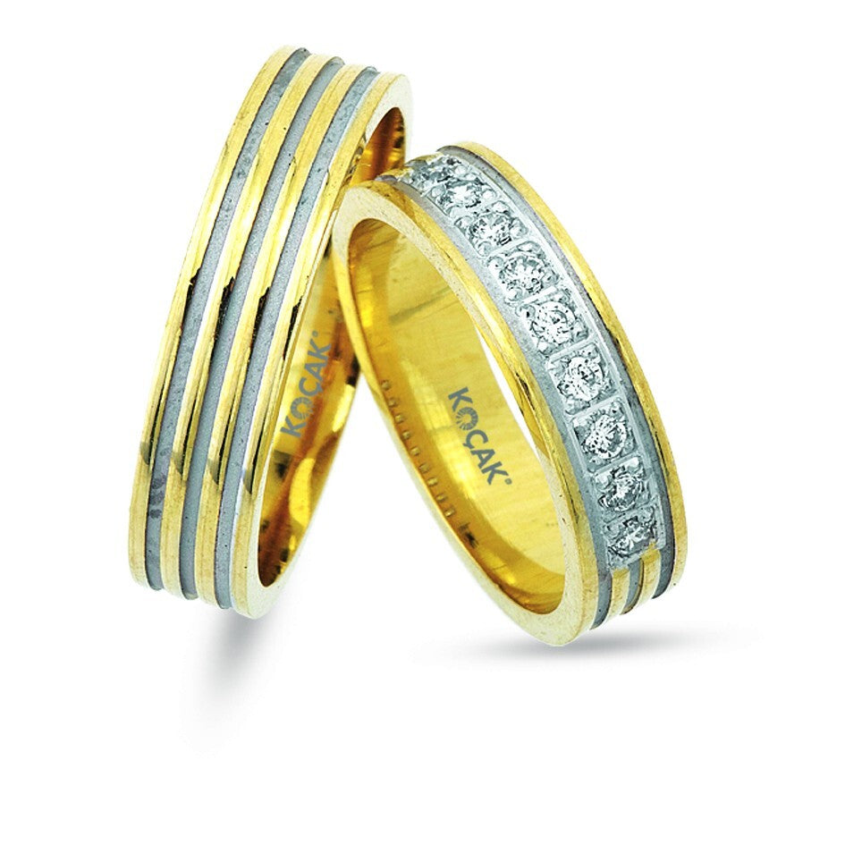 14ct White Yellow Gold Wedding Ring