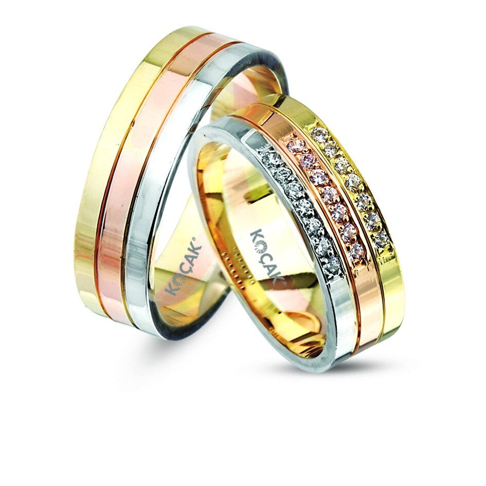 14ct Rose White Yellow Gold Wedding Ring