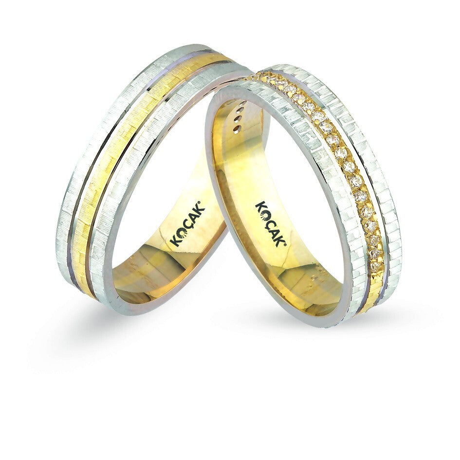 14ct White Yellow Gold Wedding Ring
