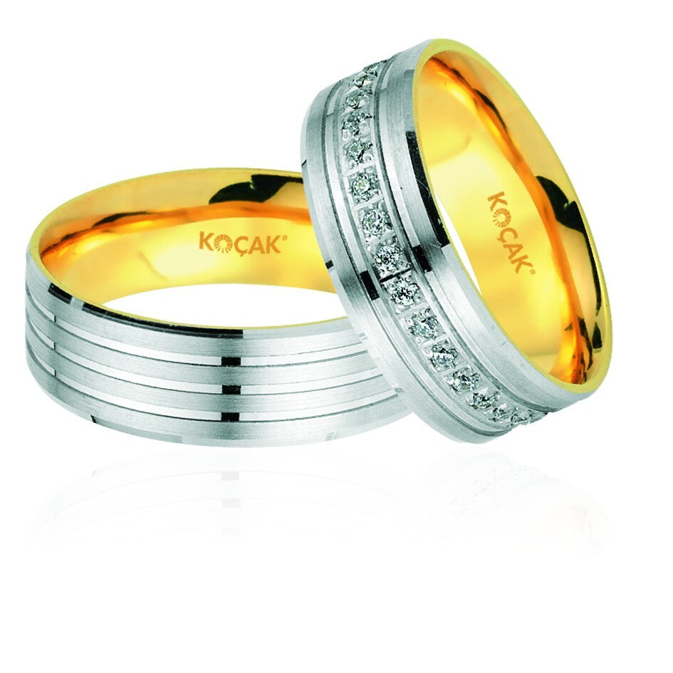 14ct White Yellow Gold Wedding Ring