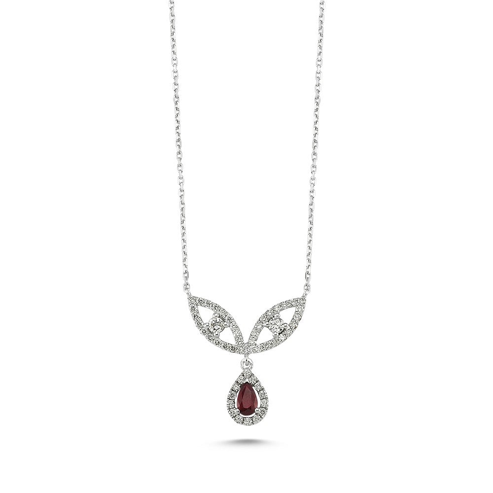 0.58 Karat Diamond Ruby Necklace