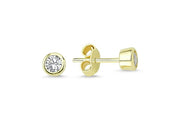 14ct White Stone Set Gold Solitaire Earrings