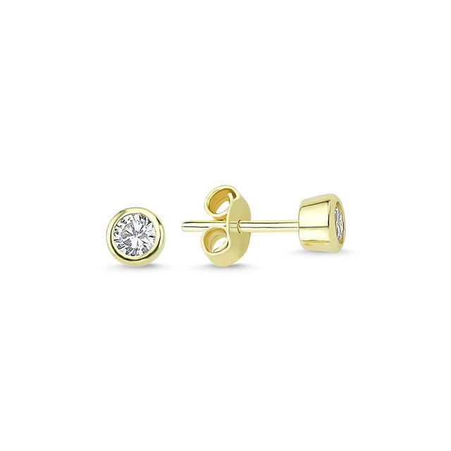 14ct White Stone Set Gold Solitaire Earrings