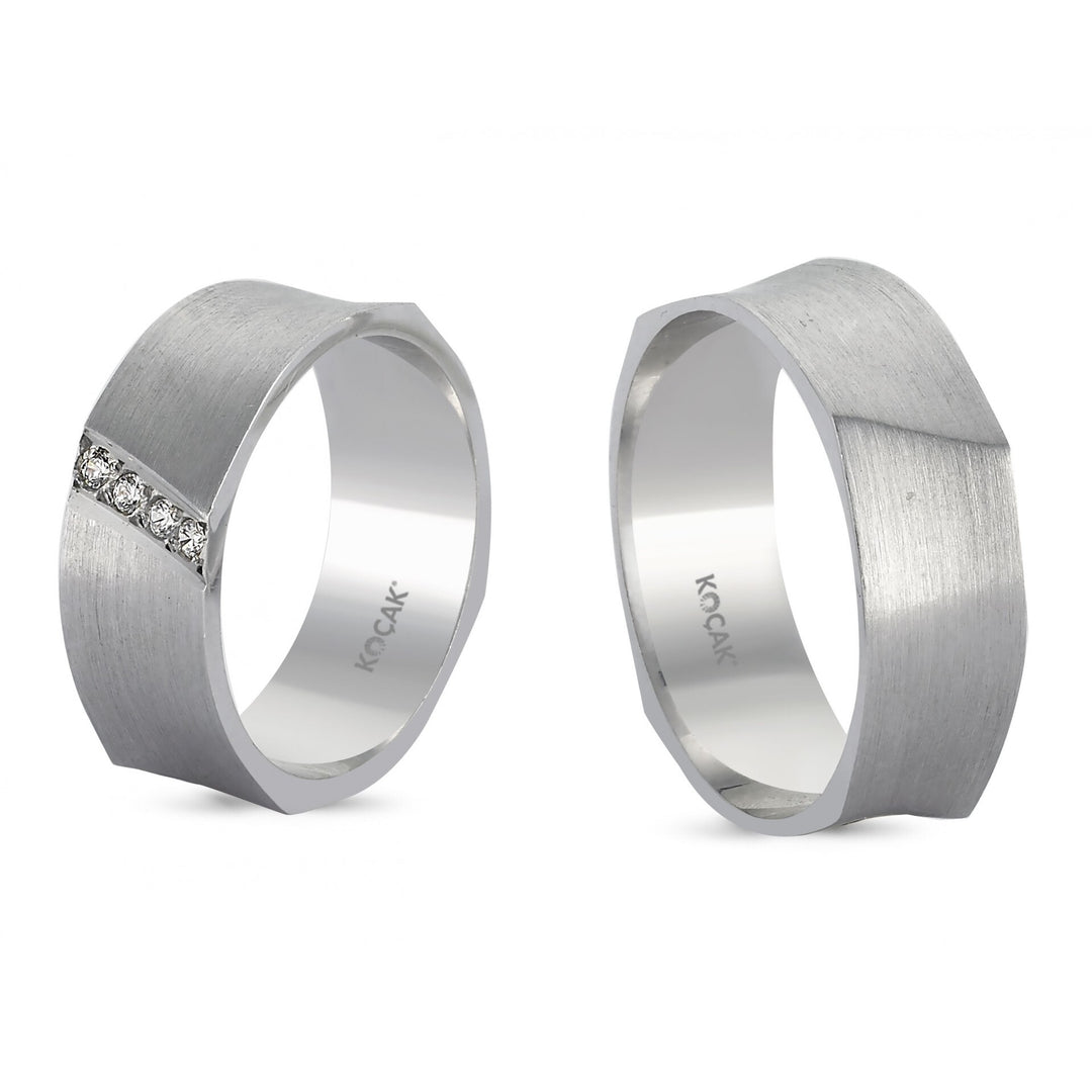 14ct White Gold Pair Wedding Ring