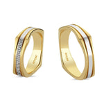 Load image into Gallery viewer, 14ct Two Tone Square Model Pair Gold Wedding Ring