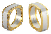 14ct Two Tone Square Model Pair Gold Wedding Ring