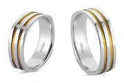 14ct Two Tone Square Model Pair Gold Wedding Ring