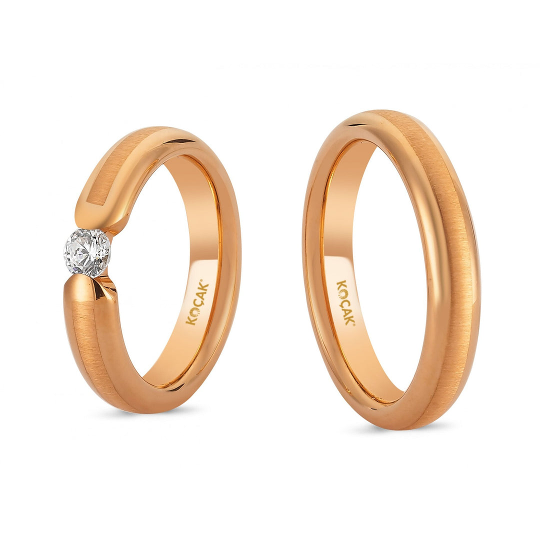14ct Rose Pair Gold Wedding Ring