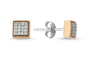 0.15 Karat Diamond Stone Set Rose Earrings