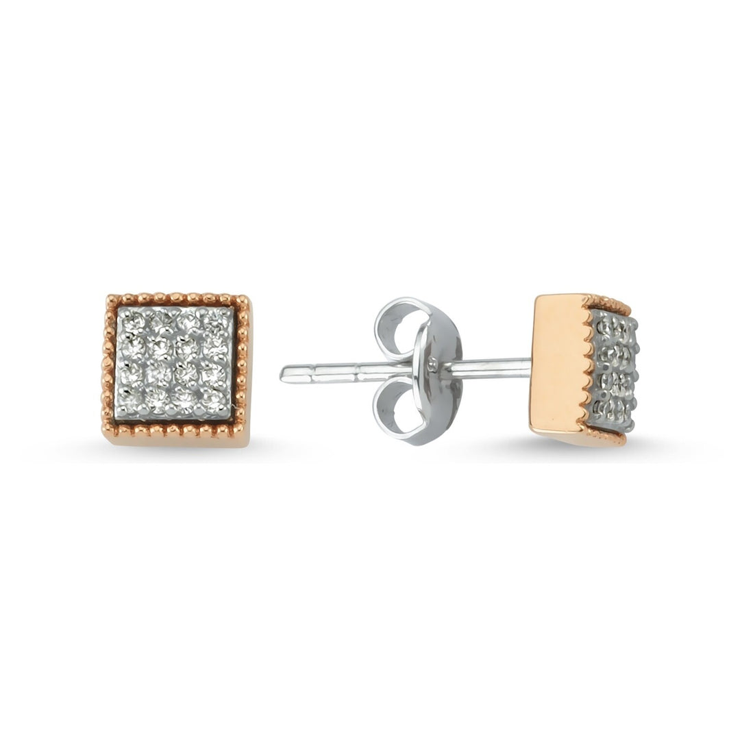 0.15 Karat Diamond Stone Set Rose Earrings