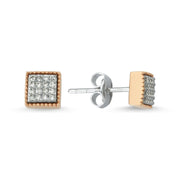 0.15 Karat Diamond Stone Set Rose Earrings