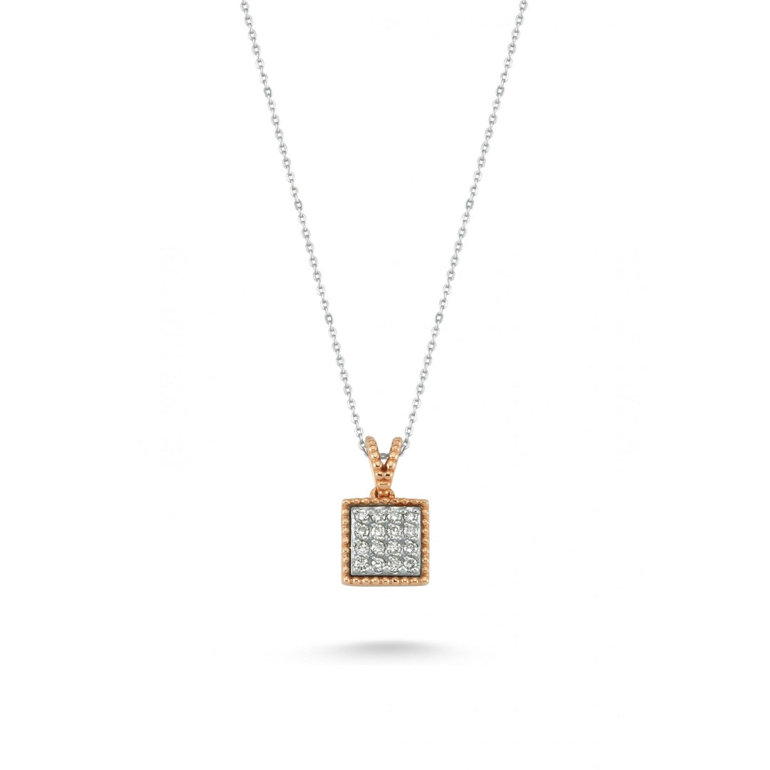 0.13 Karat Diamond Stone Set Rose Necklace