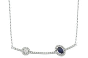 0.65 Karat Sapphire Stone Set Diamond Necklace