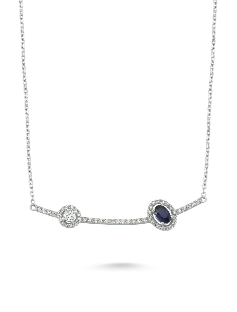 0.65 Karat Sapphire Stone Set Diamond Necklace
