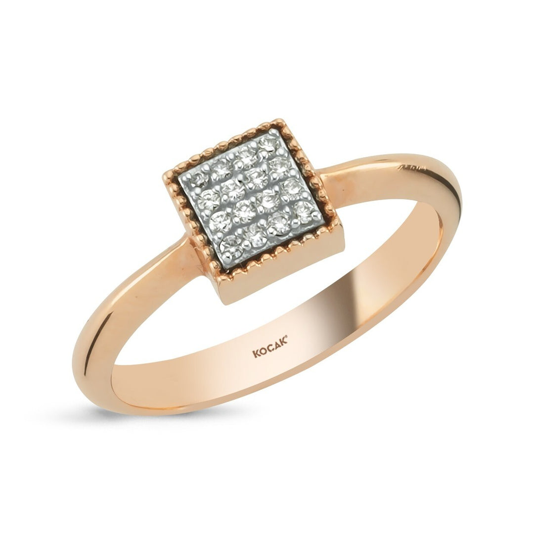 0.09 Karat Diamond Stone Set Rose Ring