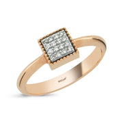 0.09 Karat Diamond Stone Set Rose Ring