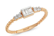 0.19 Karat Baguette Diamond Rose Ring