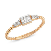 0.19 Karat Baguette Diamond Rose Ring