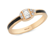 0.18 Karat Baguette Diamond Siyah Mineli Rose Ring