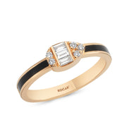 0.18 Karat Baguette Diamond Siyah Mineli Rose Ring
