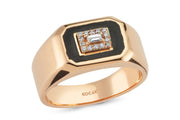 0.10 Karat Baguette Diamond Siyah Mineli Rose Ring