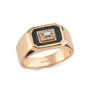 0.10 Karat Baguette Diamond Siyah Mineli Rose Ring