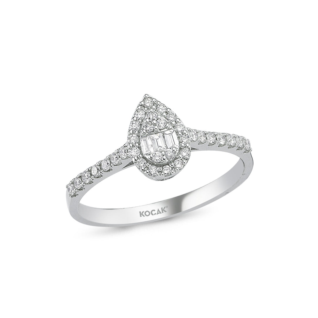 0.31 Karat Baguette Stone Set Damla Diamond Ring