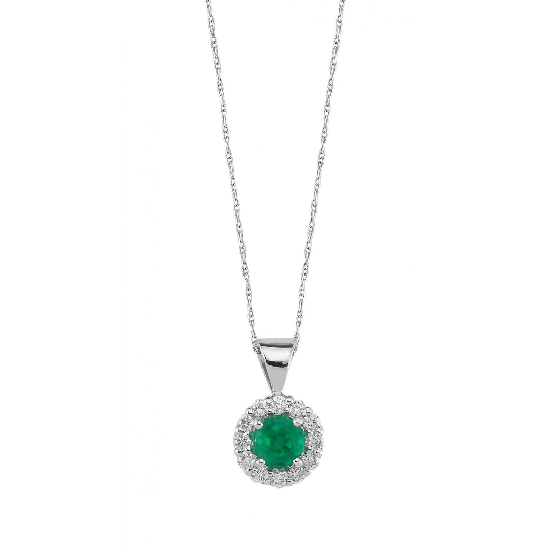 0.87 Karat Diamond Emerald Necklace