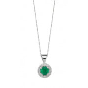 0.87 Karat Diamond Emerald Necklace