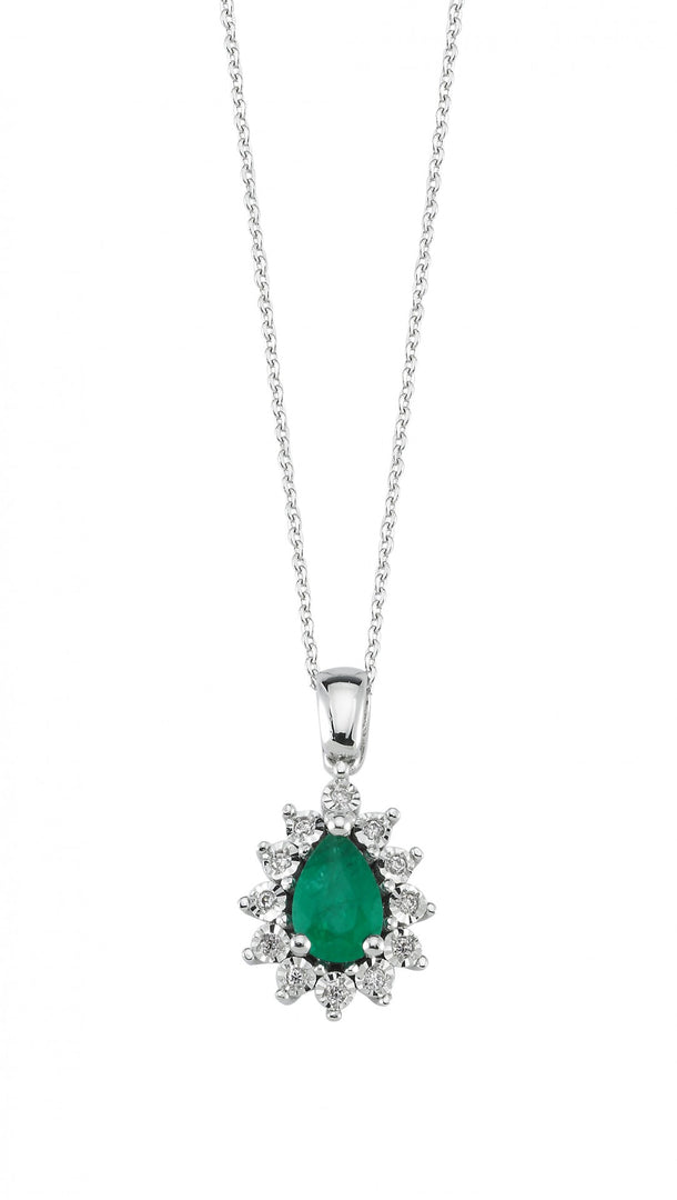 0.43 Karat Diamond Emerald Necklace